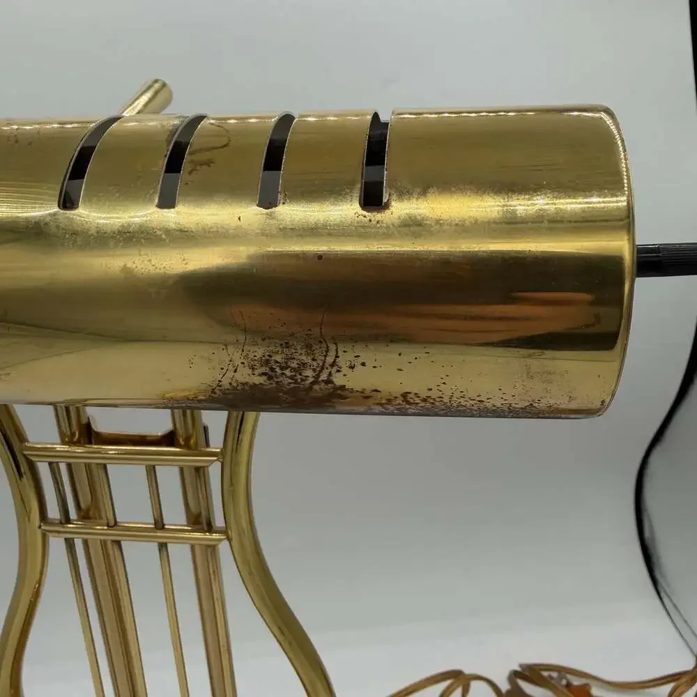 Vtg Musical Harp Lyre Shaped Brass Desk Piano Lamp 16” Tall *